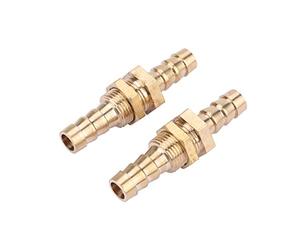 Akozon Brass Barbed Bulkhead Fitting 2 Pcs Hose Barb Brass Coupler Connector Adapter(10mm)