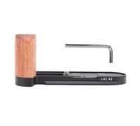 Akozon Camera L Bracket Aluminum Handgrip Plate with Wood Grip 1/4 Inch Threaded Hole for Arca Tripod