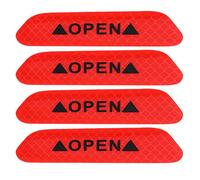 Akozon car door red reflectors + self adhesive reflective sticker safety stripe sign 4pcs (fluorescent red)