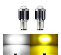 Akozon Car LED Bulb Tail Brake Light Bulb High Brightness Energy Saving for Motorcycle Scooter (BA20D White Yellow Dual Color)