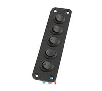 Akozon Car Switch Panel 5 Gang Light Rocker Switched Red Lighting Waterproof 12V 16A for Boat Boating Rocker Switches