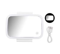Akozon Car Visor Mirror Car Visor Vanity Mirror Sun Visor Makeup Mirror Surround LED Lights with Retractable Back Clip Universal for Car (White)