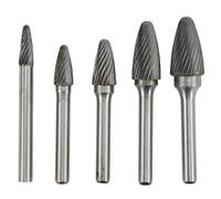 Akozon Carbide Burrs Carbide File Burr Set Single Cut Cemented 5pcs Heat Resistant Rustproof with 6mm Shank for Engraving Polishing Drilling Deburring