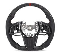 Akozon Carbon Fiber Steering Wheel Perforated Leather With Button Trims Replacement For Subaru WRX VB Legacy Levorg