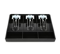Akozon Cash Register Tray Replacement with Metal Clamp/Holder - Black Cashier Drawer Rt for Coins and Paper Money - Three Box Organizer for Efficient Cash Management (Black)