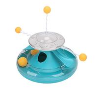 Akozon Cat Turntable Leakage Circle Tracking Puzzle Food Dispensing for Indoor Kittens Cat Turntable Leakage (Lake Blue)