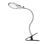 Akozon Clamp Magnifying Glass 2X and 6X Dual Lens Flexible Hose 2 LEDs On Magnifier with Light