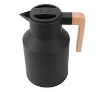 Akozon Coffee Carafe 1000ml Wooden Handle Double Wall Vacuum Heat Retention Thermal Coffee Carafe for Tea Coffee White Professional Accessories for Use (Black)