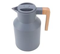 Akozon Coffee Carafe 1000ml Wooden Handle Double Wall Vacuum Heat Retention Thermal Coffee Carafe for Tea Coffee White Professional Accessories for Use (Gray)