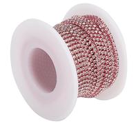 Akozon Colorful Rhinestone Chain, 10 Yards/Roll - Gold Base Rose Gold, Silver Base White, Pink, Gold Base White Rhinestone Craft Supply for DIY Jewelry, Decorations & More (#3)