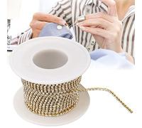 Akozon Colorful Rhinestone Chain, 10 Yards/Roll - Gold Base Rose Gold, Silver Base White, Pink, Gold Base White Rhinestone Craft Supply for DIY Jewelry, Decorations & More (#4)