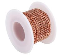 Akozon Colorful Rhinestone Chain, 10 Yards/Roll - Gold Base Rose Gold, Silver Base White, Pink, Gold Base White Rhinestone Craft Supply for DIY Jewelry, Decorations & More (#1)