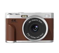 Akozon Compact Portable UHD 4K 48MP 16x Zoom Autofocus Digital Camera with 32GB Memory Card for Travel (Brown)