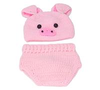 Akozon Cute Animal Baby Photography Costumes - Woolen Thread Props Outfits for Infants 0-3 Months | Adorable Crochet Animal Design Clothes for Photo Shoots (Pink)