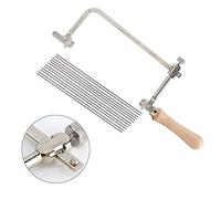 Akozon DIY Woodworking Steel Saw Jewelry Tool with Wood Handle - Adjustable Saw Bow & 12 Blades for Precision Cutting and Jewelry Making (Wooden Handle Movable Bow + 12 Blades)