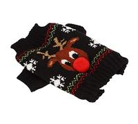 Akozon Dog Snow Sweaters Thickening New Year Dog Holiday Sweaters for Small Medium Dogs (Black)