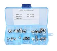 Akozon Dome Cap Nut, 50pcs Acorn Nuts Dome Cap Nuts M3/M4/M5/M6/M8 Acorn Nut Kit Stainless Steel Dome Head Cap Hex Nuts