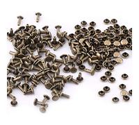 Akozon Double Cap Rivet, 100pcs Spikes Rivets Double Cap Rivet Tubular Metal Leather Craft Repairs Studs Decoration(Bronze)
