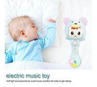 Akozon E Onal Baby Electronic Music Rattle - Cute Cartoon Infant Shaking Hand Bells - Soft Lights & Sweet Sounds for Baby's Development (Blue)