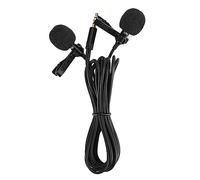 Akozon E1 Black Two Head Mini Collar Clamp/Holder Microphone for Mobile Phone Live Broadcast, Recording & Interview Use
