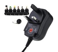Akozon Electricity Deliver Adapter, 3v 4.5v 5v 6v 7.5v 9v 12v 1.2a Electricity Adapter 6 In1 Voltage Power Deliver Adapter 12w Multi Voltage Charger Plug for Led Light, Mini (UK Plug)
