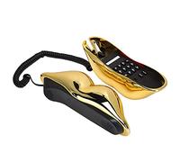 Akozon Electroplated Golden Lip Shape Telephone - Vintage Style Home Office Landline with Answering Machine Functionality