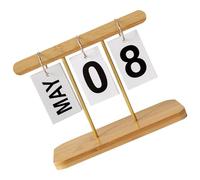 Akozon Elegant Wooden Standing Flip Desk Calendar - Modern Perpetual Calendar for Office & Home Decor - Compact Daily Planner for Improved Productivity (Wood Color)