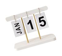 Akozon Elegant Wooden Standing Flip Desk Calendar - Modern Perpetual Calendar for Office & Home Decor - Compact Daily Planner for Improved Productivity (White)