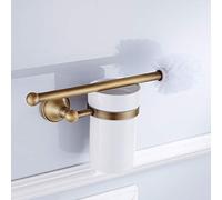 Akozon European Antique Bronze Toilet Brush Holder Set - Wall Mounted Brass Bathroom Accessories for Elegant Bathrooms (Golden)