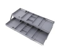 Akozon Expandable Folding Jewelry Organizer Tray - Single Row Drawer Organizer for Makeup, Office, Bathroom & Kitchen Storage (2 Tier)