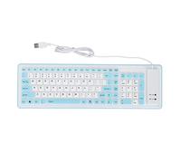 Akozon Foldable Silicone Keyboard 103 Keys USB Wired Mute Design Roll Up Keyboard for PC and Laptop - Space Saving, and Easy to Carry (Blue)