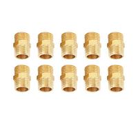 Akozon Hex Nipple Brass Fitting Brass Hex Nipple 1/4 BSP to 1/4 BSP External Thread Brass Pipe Hex Nipple Fitting Quick Adapter Set of 10 Pcs