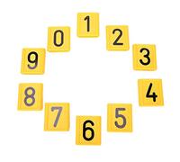 Akozon High Visibility 10PCS Plastic Number for Livestock Yellow Base with Black Text Ideal for Cow and Sheep Identification (10 numbers)