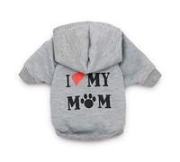 Akozon I Love My Mom Printed Hoodie for Dogs - Warm Fleece Puppy Sweatshirt, Multi-Size & Color Options for All Breeds (gery #46)