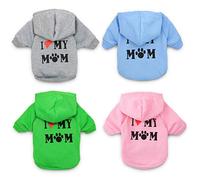 Akozon I Love My Mom Printed Hoodie for Dogs - Warm Fleece Puppy Sweatshirt, Multi-Size & Color Options for All Breeds (green)