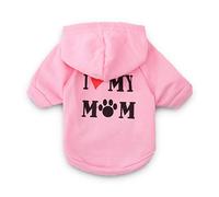 Akozon I Love My Mom Printed Hoodie for Dogs - Warm Fleece Puppy Sweatshirt, Multi-Size & Color Options for All Breeds (pink #52)