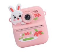 Akozon Instant Print Camera HD Double Lens 2.4 Inch Display Screen 16x Digital Zoom Instant Selfie Camera with Filters Game Music (Pink Rabbit)