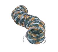 Akozon Interactive Tunnel Tube Collapsible Portable Little Pet Tunnel Small Pets with Wild Leaf Print - Supplies/Cats/Toys/