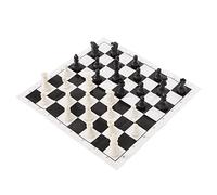 Akozon International Standard Chess Set with Wood Chessboard 32 Pieces Plastic Chess Game for Adults & Kids, Portable Travel for Camping, Outdoor, Party, PS Material (Black White)