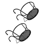 Akozon Iron Art Hanging Railing Plant Holder, 2PCS Planters Basket Multipurpose Racks Flower Pot 2PCS for Patio Balcony Porch Holders Fence Metal Potted Stand with Hooks Home Decor Indo