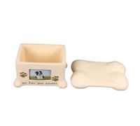 Akozon Ized Pet Memorial Urn for Dog Ashes - Keepsake Box with Photo Display and Engraved Paws, Bone Shaped Lid for Cherishing Pet Memories