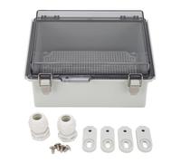Akozon Junction Box ABS Plastic Hinged Cover Outdoor Universal Project Enclosure with Clear Cover Grey, Water Proof Junction Box