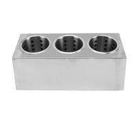 Akozon Kitchen Utensil Holder - Multi-Functional Stainless Steel Storage Bucket with Non-Slip Bottom for Organizing , Forks, and Cooking Utensils (3 Compartment 600ml)