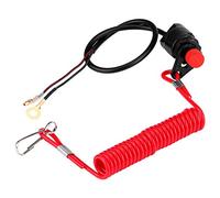 Akozon lanyard kill switch + engine switch, motorcycle outboard lawn mowers emergency stop w/tether cord moped - motor sea