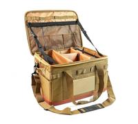 Akozon Large Camping Bag for Cookware & Stove Ox Cloth with Anti Crash Lining, Multiway Carry Handles & Shoulder Strap, Foldable with Movable Pads for Hiking Fishing Travel (Khaki)