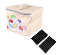 Akozon Large Marker Case 120 Storage Holders with Handle - PU Leather Organizer for Markers, Lipsticks, Pencils | Spacious Design with 120 Slots