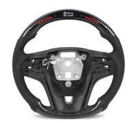 Akozon LED Display Shift Lights Carbon Fiber Steering Wheel Real-time Performance Monitoring Racing LED Steering Wheel Black Perforated Leather