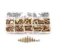 Akozon M2 Hex Standoffs Kit - Brass & Less Steel Female MalE Female Screws, Nuts, Assorted Sizes in Clear Storage Box for Circuit Board & PCB Mounting (B)