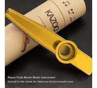 Akozon Metal Kazoo Flute Music Instrument Portable Aluminum Accessory Gold (Gold)