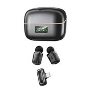 Akozon Mini Wireless Lavalier Microphone AI Noise Reduction Voice Changer Lapel Mic 20H Battery Video Recording Vlog Filming Interviews (Black Apricot)